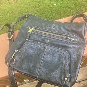 Tignanello black leather crossbody purse